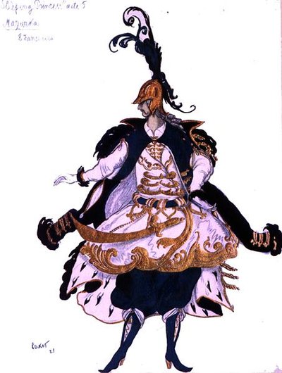 Kostymdesign för en Mazurka (Gentleman) från Törnrosa av Leon Bakst