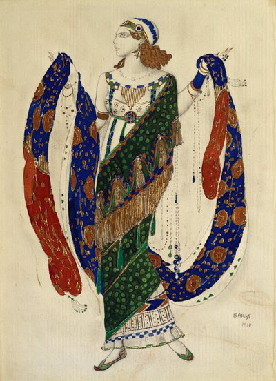 Kostymdesign för en dansare från "Cleopatra", 1910 av Leon Bakst