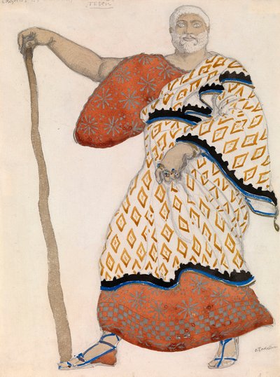 Kostymdesign för drama Oedipus at Colonus av Sophocles av Leon Bakst