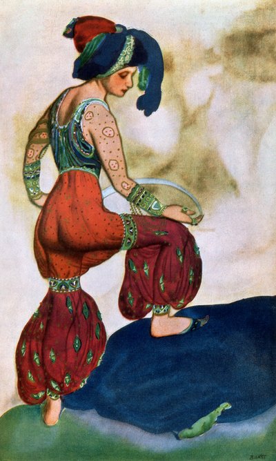 Kostymdesign för Red Sultan, från Sheherazad (färg litho) av Leon Bakst