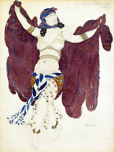 Kostymdesign för baletten Cleopatra av A. Arensky - Bakst, Leon (1866-1924) - 1909 - Akvarell, Gouache på papper - 28x21,5 - Privat samling av Leon Bakst