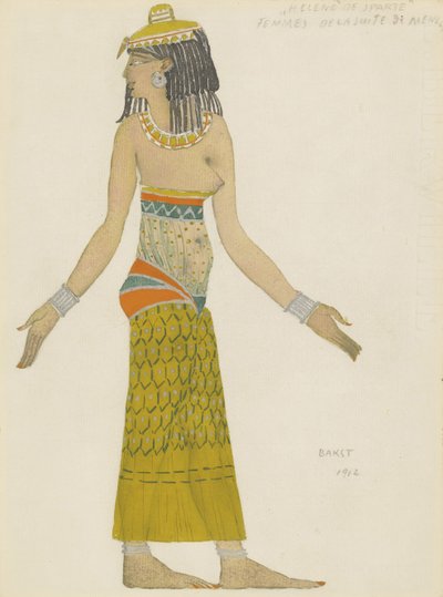 Kostymdesign för baletten Hélène de Sparte av E. Verhaeren och D. de Séverac av Leon Bakst