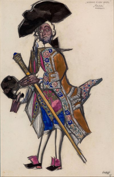 Kostymdesign för baletten The Good Humored Ladies av Leon Bakst
