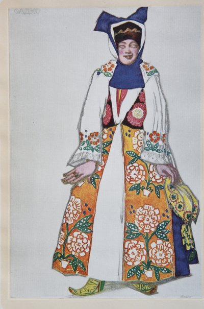 Kostymdesign för operan Sadko av N. Rimsky-Korsakov, 1917 av Leon Bakst