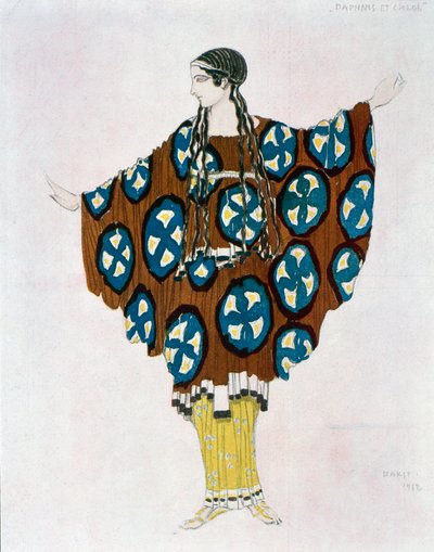 Kostym för Daphnis och Chloe av Maurice Ravel (1875-1937) 1912 (akvarell) av Leon Bakst