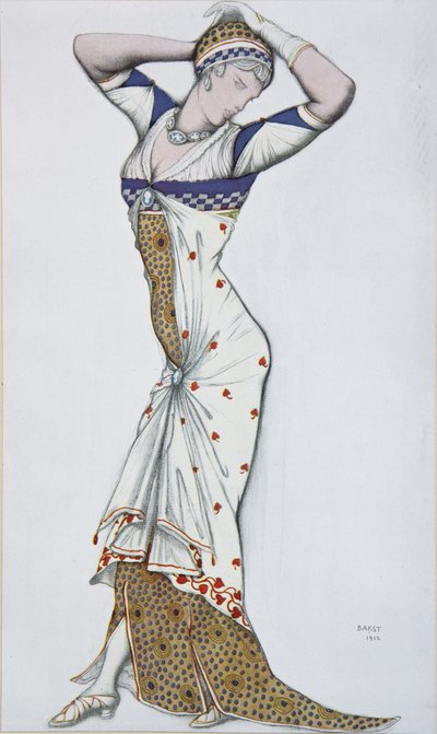 Design av en modern klänning, 1910-tal av Leon Bakst