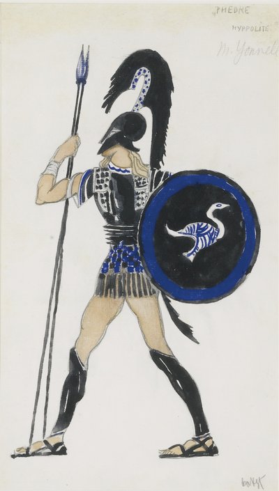 Hippolyte. Kostymdesign för Ballet Phèdre, ca 1923 av Leon Bakst