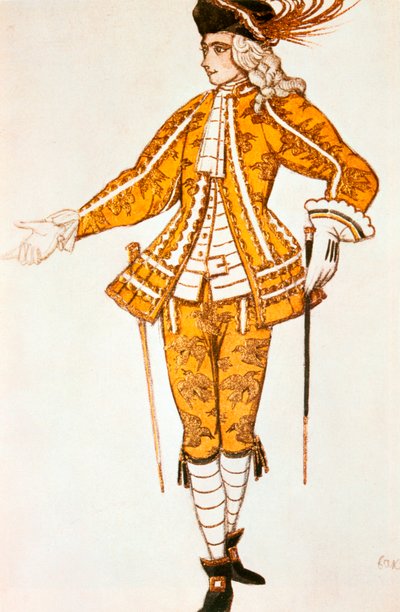 Page de la fee des Canaris, kostymdesign för Tchaikovskys balett Törnrosa, 1921 av Leon Bakst