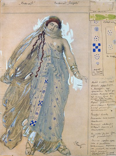 Phaedra. Kostymdesign för dramat Hippolytus av Euripides, 1902 av Leon Bakst