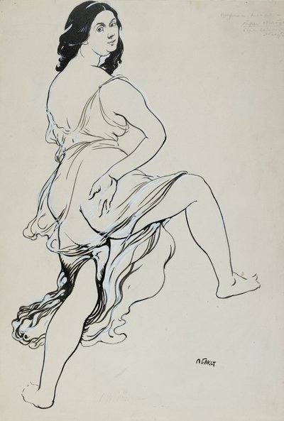 Porträtt av dansande Isadora Duncan, tidigt 1900-tal av Leon Bakst
