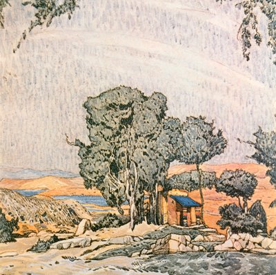 Scenografi för akt I av Helen av Sparta, framförd av Ida Rubensteins balettgrupp, 1912 av Leon Bakst