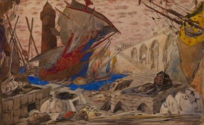 Scenografi för La Pisanelle eller parfymerad död av Gabriele dAnnunzio, 1913 av Leon Bakst