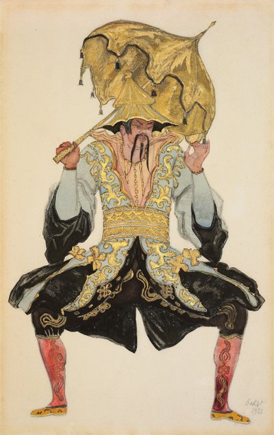 Den kinesiska mandarinen, kostymdesign för "Törnrosa", 1921 av Leon Bakst