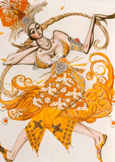 Eldfågeln, kostym för Eldfågeln, baletten av igor Stravinsky, 1910 av Leon Bakst
