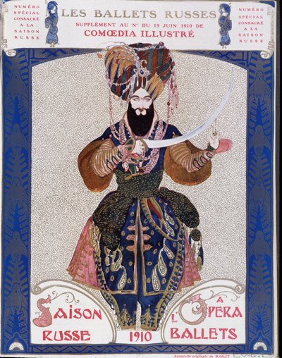 De ryska baletterna på operan - akvarell av Bakst, i "" Comoedia illustrerad"" av Leon Bakst