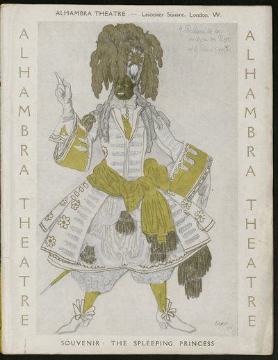 Titelsida för Souvenirprogram för Ballets Russes av Leon Bakst