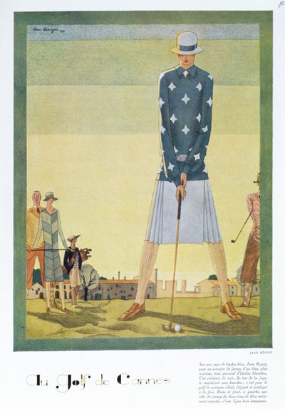 Golfklänning design av Jane Regny, modetallrik från 
