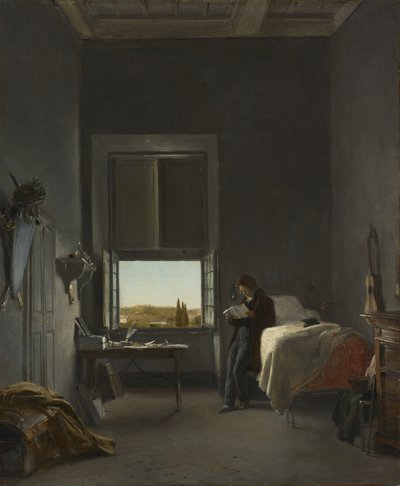 Konstnären på sitt rum i Villa Medici, Rom av Léon Cogniet