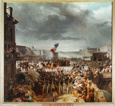 Paris nationalgarde ger sig av till armén vid Rhen... av Léon Cogniet
