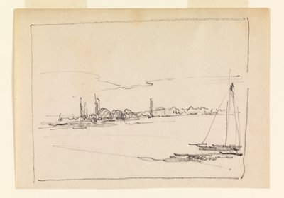 Landskap med segelbåt av Leon Dabo