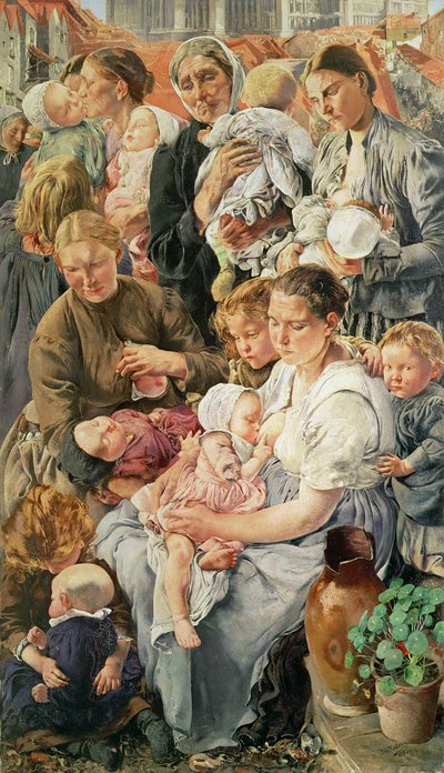Kvinnorna, högra panelen från The Ages of the Worker, 1895 av Leon Henri Marie Frederic