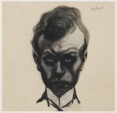 Självporträtt, ca 1903 (pensel & svart bläck och pastell på krämvävt papper) av Leon Spilliaert