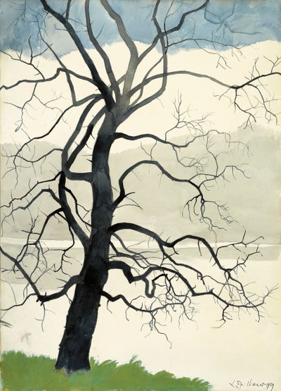 Solitärt träd vid kanten av dammen av Leon Spilliaert