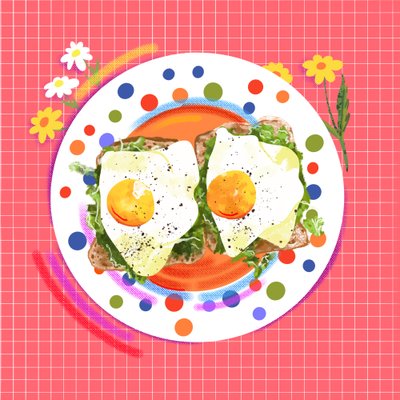 Bloomy Morning Bites, 2025 (digital) av Leona Tsiara