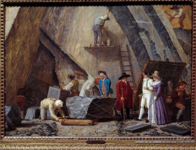Utvinning av Saint-Anne-marmor från ett stenbrott av Léonard Defrance