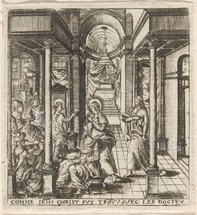 Maria och Josef Hitta pojken Jesus i templet med läkarna av Leonard Gaultier