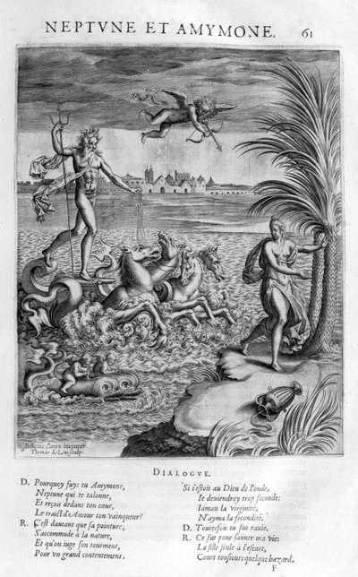 Neptunus med Amymone, dotter till Danaus, som han förhindrar att bli överfallen av en satyr av Leonard Gaultier