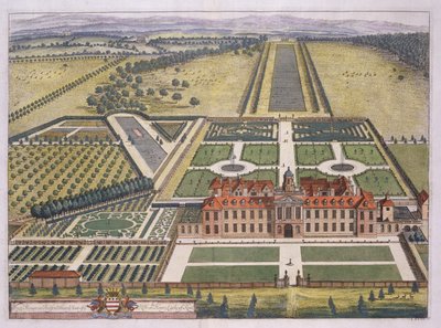 Wrest House i Bedfordshire graverat av Johannes Kip (ca 1652-1722) av Leonard Knyff