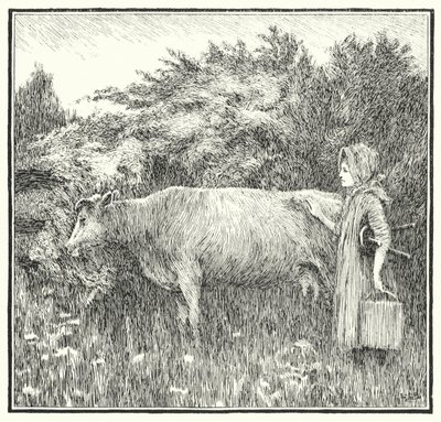 Mjuk ko bonny, släpp ner din mjölk (gravyr) av Leonard Leslie Brooke