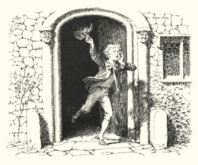 Flickor och pojkar, kom ut för att leka; månen lyser lika starkt som dagen (gravyr) av Leonard Leslie Brooke