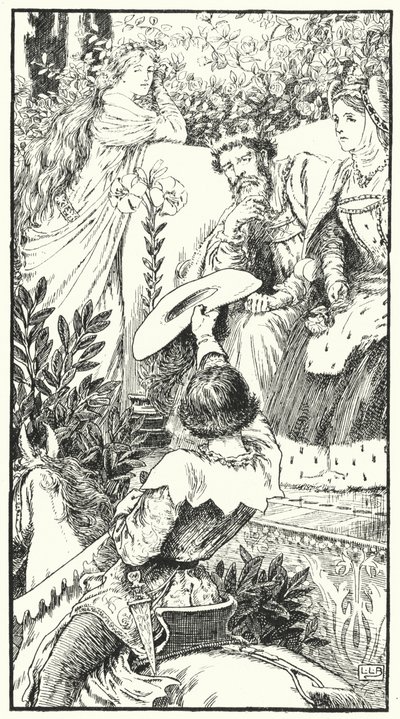 Här kommer en lustig wooer (gravyr) av Leonard Leslie Brooke