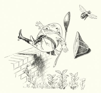 Humpty Dumpty satt på en vägg (gravyr) av Leonard Leslie Brooke