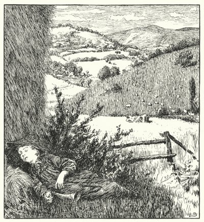 Liten pojke blå, kom, spräng ditt horn (gravyr) av Leonard Leslie Brooke