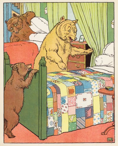 De tre björnarna (färglitografi) av Leonard Leslie Brooke