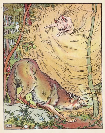 De tre små grisarna (färglitografi) av Leonard Leslie Brooke