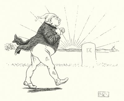 Det fanns en man, och han hade ingenting, och rövare kom för att råna honom (gravyr) av Leonard Leslie Brooke