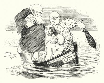 Tre vise män från Gotham, gick till havet i en skål (gravyr) av Leonard Leslie Brooke