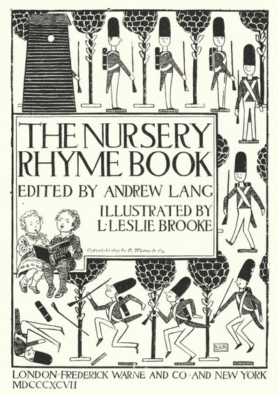 Titelsidesillustration för The Nursery Rhyme Book redigerad av Andrew Lang (gravyr) av Leonard Leslie Brooke