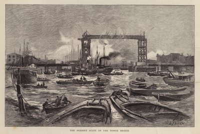 Tower Bridge under uppbyggnad, London av Leonard Patten
