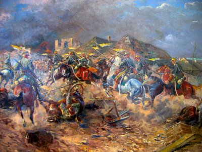 Attack av polska uhlaner på bolsjeviker nära Sloutsk, 1919