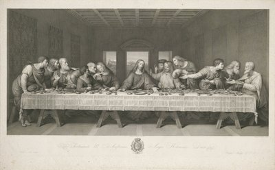 Nattvarden, tecknad av Teodoro Matteini, graverad av Raphael Morghen (gravyr) av Leonardo da (after) Vinci