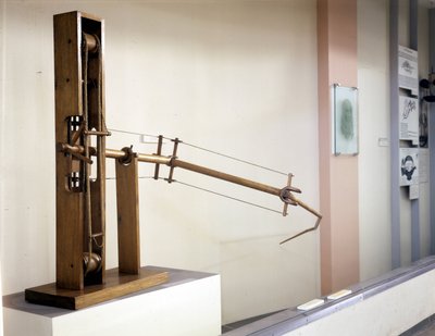 Vinge med variabel lutning, modell enligt ritningen av Leonardo da Vinci (Leonardo da Vinci). Museum of Science and Technology, Milano. av Leonardo da (after) Vinci