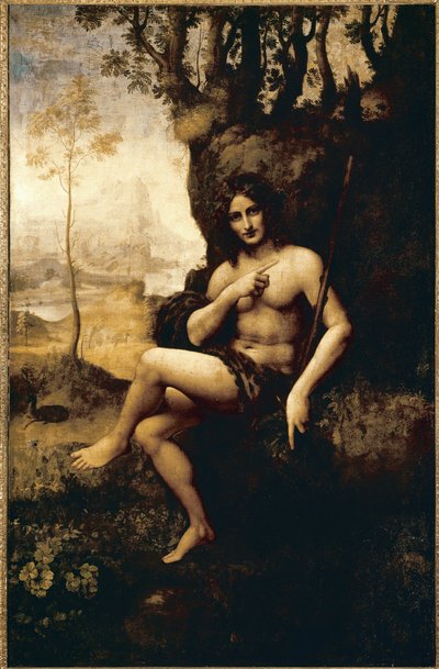 Bacchus (olja transponerad på duk av Leonardo da (studio of) Vinci
