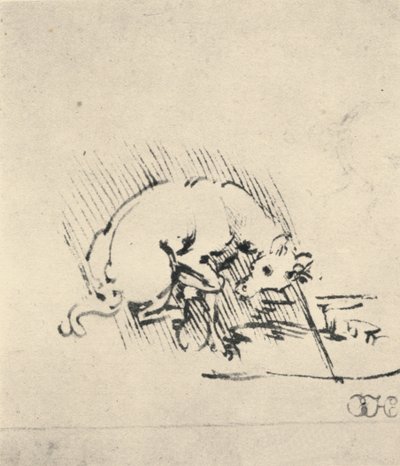 En enhörning som doppar sitt horn i vattnet, c1480 1945 av Leonardo da Vinci