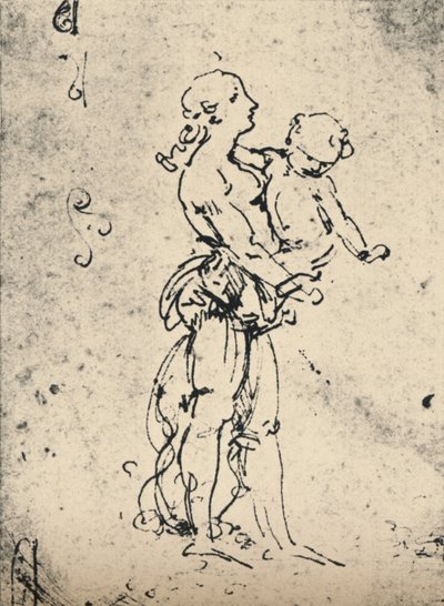 En kvinna som bär ett barn, c1481 1945 av Leonardo da Vinci