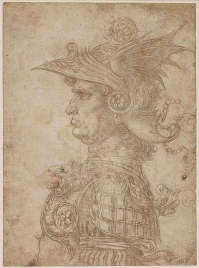 En byst av en krigare i profil till vänster, 1475-1480. av Leonardo da Vinci